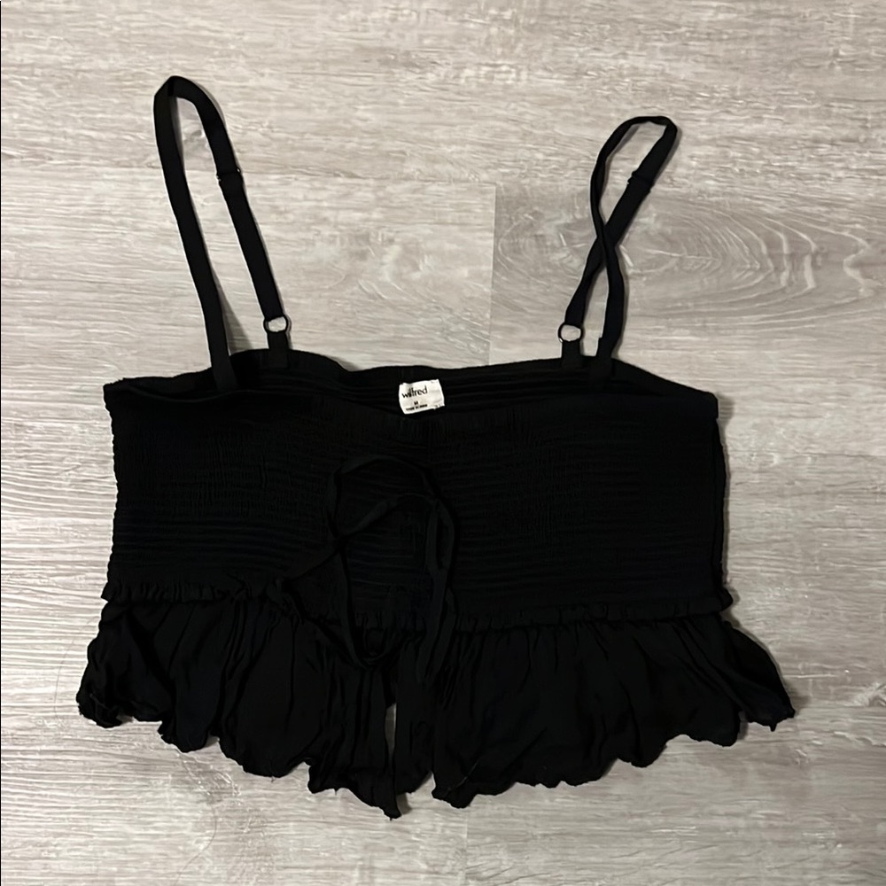 Black Ruffled Crop Top